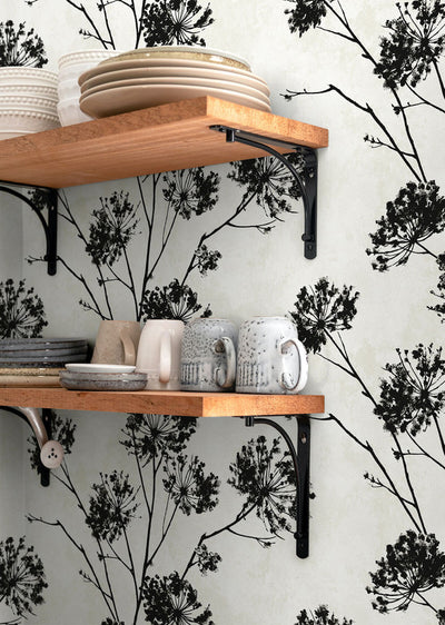 product image for Dandelion Floral Peel & Stick Wallpaper in Ebony 90