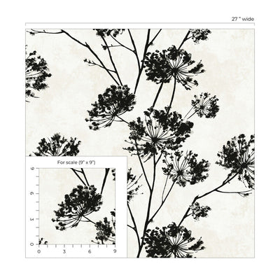 product image for Dandelion Floral Peel & Stick Wallpaper in Ebony 56