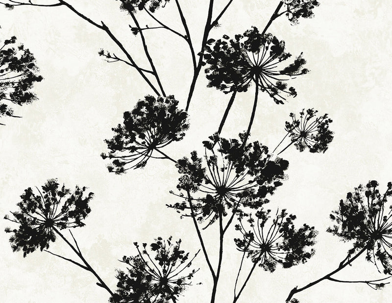 media image for Dandelion Floral Peel & Stick Wallpaper in Ebony 242