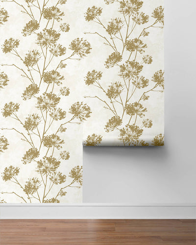 product image for Dandelion Floral Peel & Stick Wallpaper in Metallic Gold 82