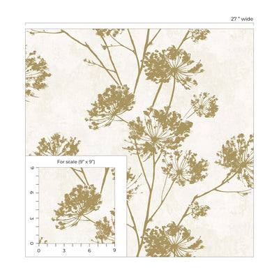 product image for Dandelion Floral Peel & Stick Wallpaper in Metallic Gold 16