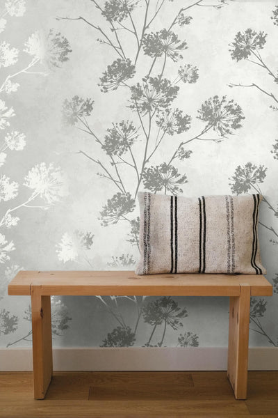 product image for Dandelion Floral Peel & Stick Wallpaper in Metallic Silver 8