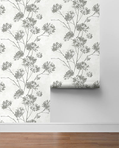 product image for Dandelion Floral Peel & Stick Wallpaper in Metallic Silver 41