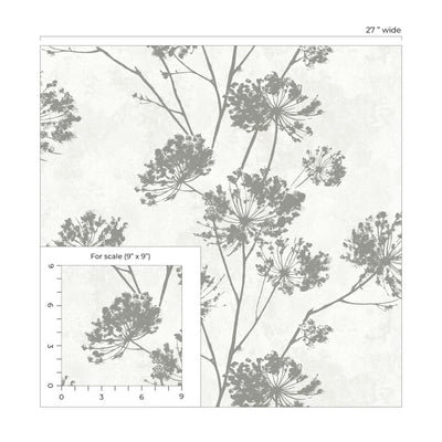 product image for Dandelion Floral Peel & Stick Wallpaper in Metallic Silver 18