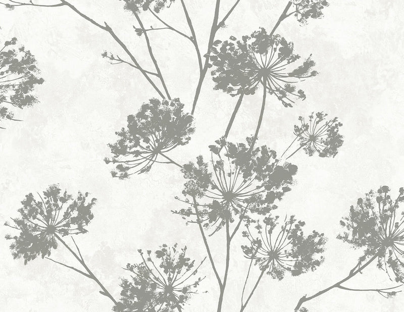 media image for Dandelion Floral Peel & Stick Wallpaper in Metallic Silver 250