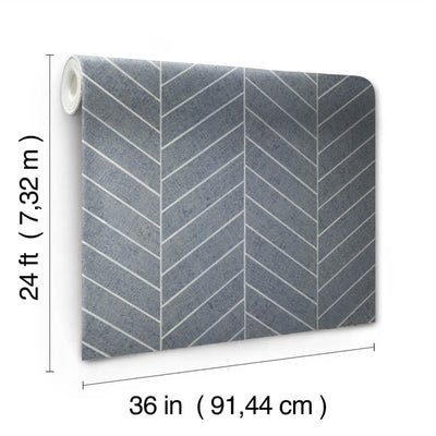 product image for Atelier Herringbone Wallpaper in Steel Blue 52