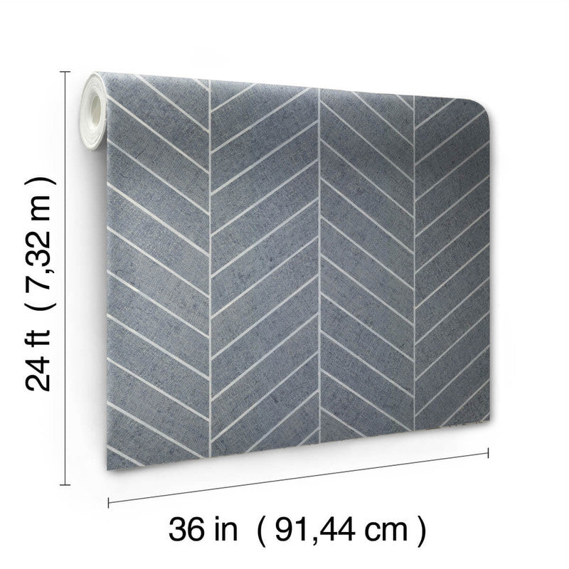 media image for Atelier Herringbone Wallpaper in Steel Blue 240