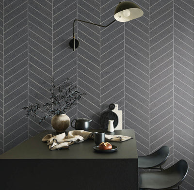 product image for Atelier Herringbone Wallpaper in Steel Blue 80