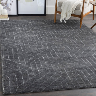 product image for Hightower HTW-3011 Hand Knotted Rug in Charcoal & Black by Surya 62