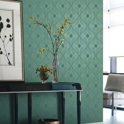 product image for Harlowe Wallpaper in Teal and Gold by Antonina Vella for York Wallcoverings 27
