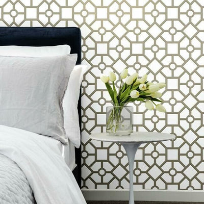 product image for Hedgerow Trellis Peel & Stick Wallpaper in Taupe and Gold by York Wallcoverings 31