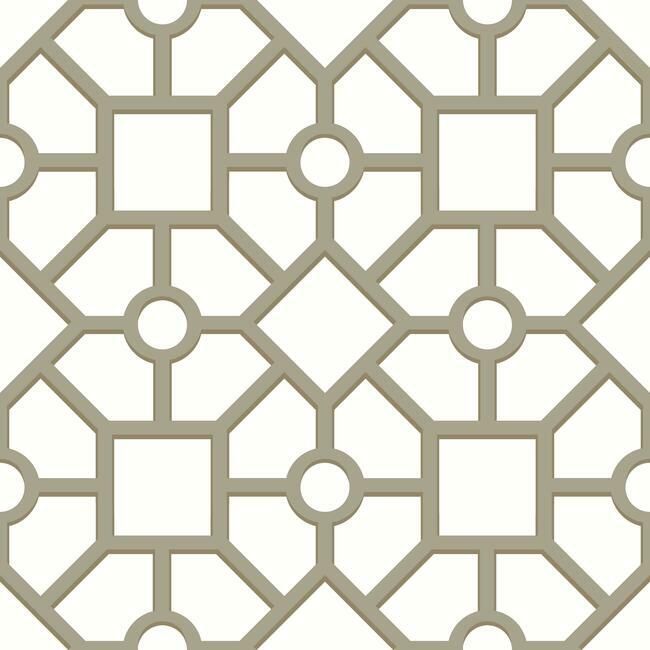 media image for Hedgerow Trellis Peel & Stick Wallpaper in Taupe and Gold by York Wallcoverings 271