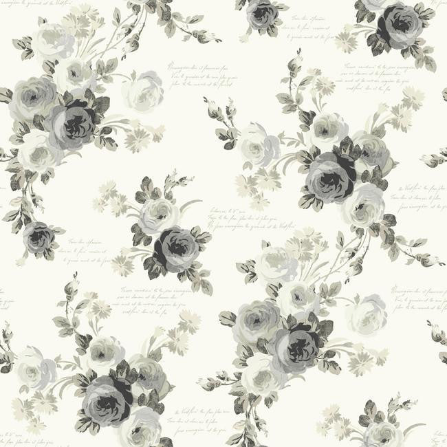 media image for Heirloom Rose Wallpaper in Grey and Neutrals from the Magnolia Home Collection by Joanna Gaines 273