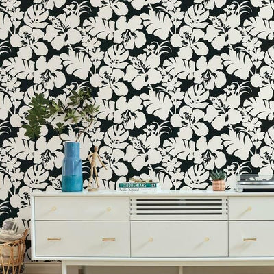 product image for Hibiscus Arboretum Wallpaper in Black from the Water's Edge Collection by York Wallcoverings 30