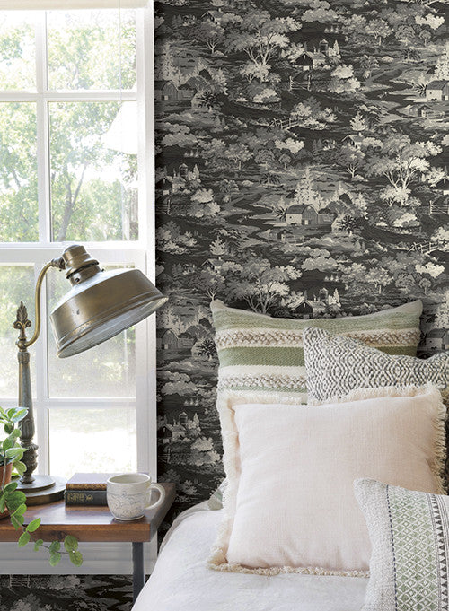 media image for Homestead Wallpaper in Greyscale from the Magnolia Home Collection by Joanna Gaines for York Wallcoverings 250