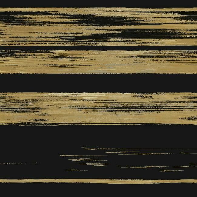 media image for Horizontal Dry Brush Wallpaper in Black and Gold from the Ronald Redding 24 Karat Collection by York Wallcoverings 212