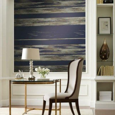 product image for Horizontal Dry Brush Wallpaper in Navy from the Ronald Redding 24 Karat Collection by York Wallcoverings 21