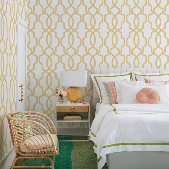 media image for Hourglass Trellis Wallpaper in Yellow from the Geometric Resource Collection by York Wallcoverings 273