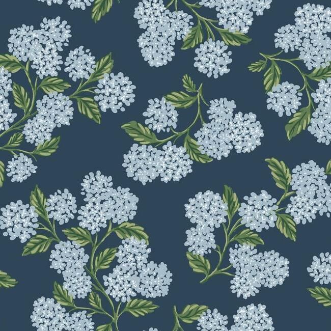 media image for Hydrangea Wallpaper in Navy from the Rifle Paper Co. Collection by York Wallcoverings 279