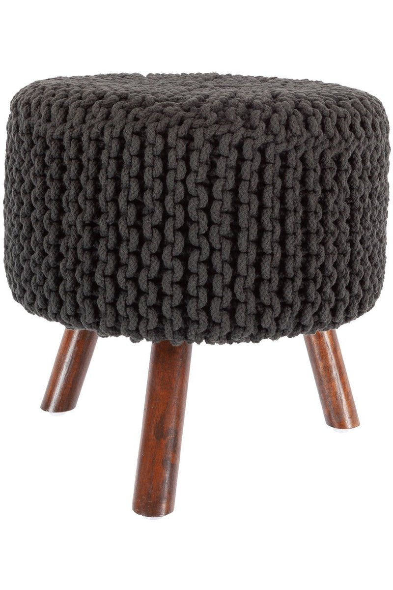 media image for ida black handmade stool by chandra rugs ida40408 stool 1 296