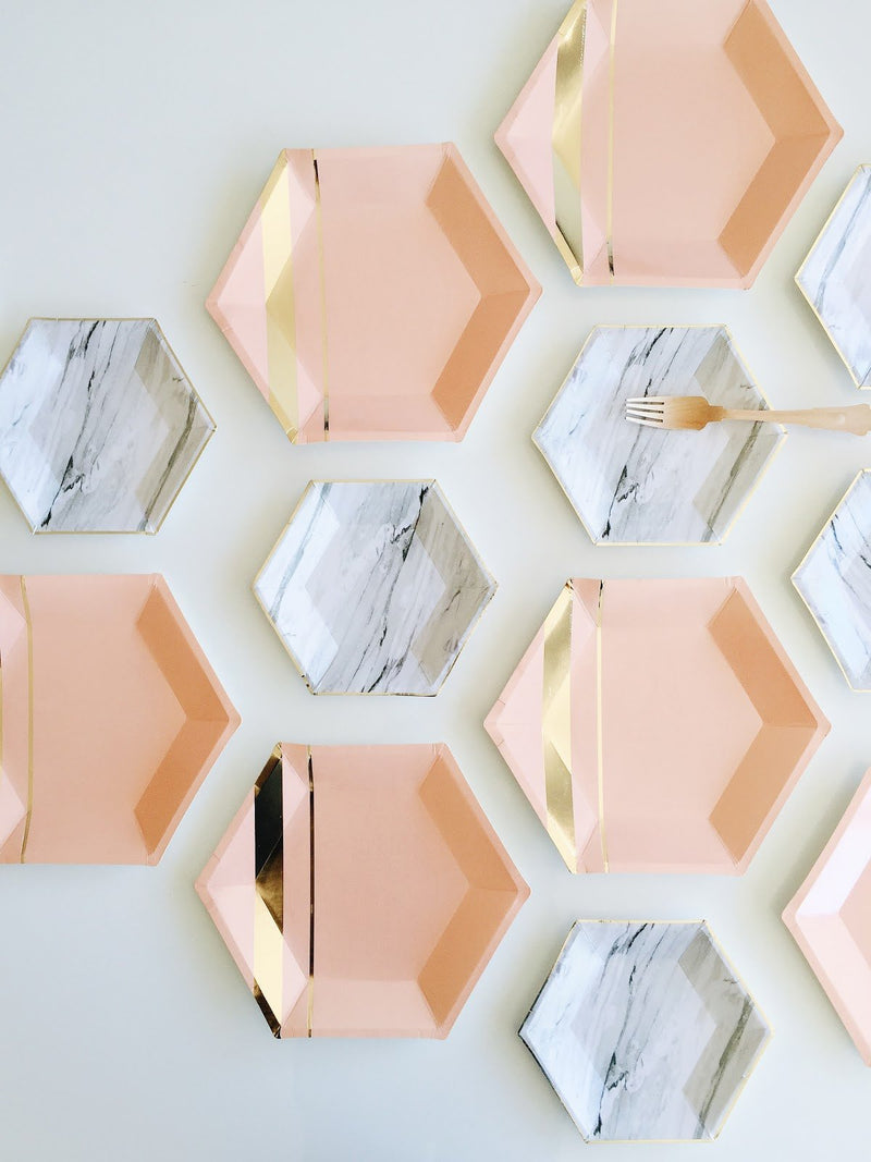 media image for Set of 8 Goddess Blush Hexagon Large Party Plates design by Harlow & Grey 263