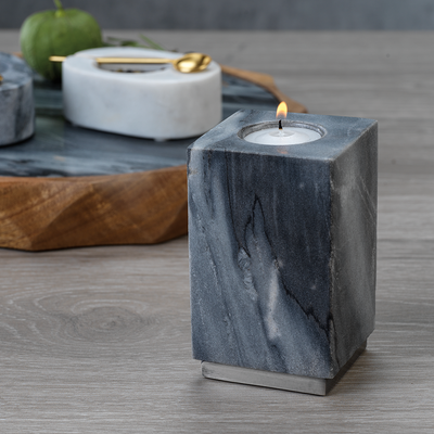 product image for tuscan gray marble tealight holder on nickel base by panorama city 2 16