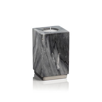 product image of tuscan gray marble tealight holder on nickel base by panorama city 1 578