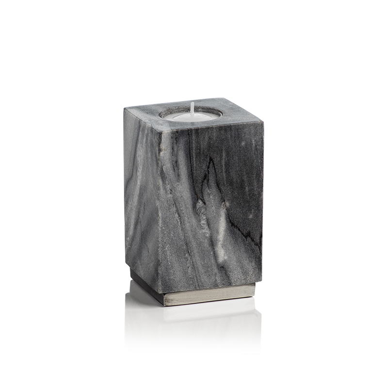 media image for tuscan gray marble tealight holder on nickel base by panorama city 1 236