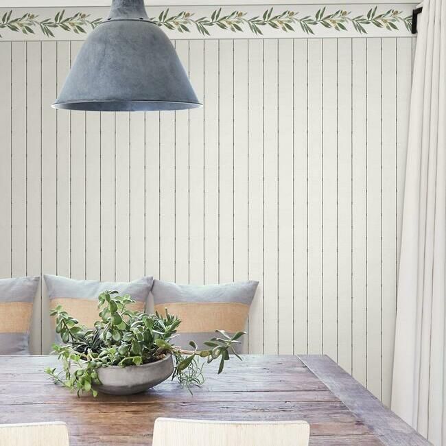 media image for In Stitches Stripe Wallpaper in Black and Cream from the Simply Farmhouse Collection by York Wallcoverings 267