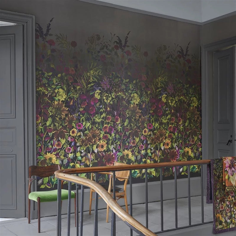media image for Indian Summer Wall Mural in Graphite from the Zardozi Collection by Designers Guild 229