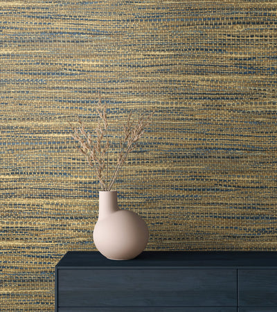 product image for Rina Honey & Navy Wallpaper from the Japandi Collection by Seabrook Wallcoverings 2