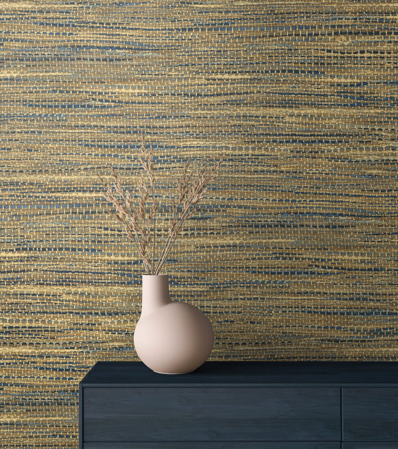 media image for Rina Honey & Navy Wallpaper from the Japandi Collection by Seabrook Wallcoverings 28