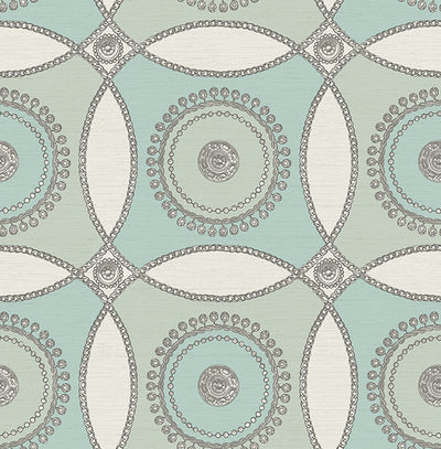 product image of James Circles Wallpaper in Blues and Ivory by Carl Robinson for Seabrook Wallcoverings 596