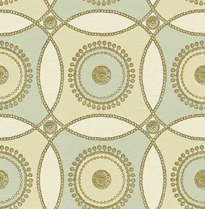 product image of James Circles Wallpaper in Yellows and Greens by Carl Robinson for Seabrook Wallcoverings 578