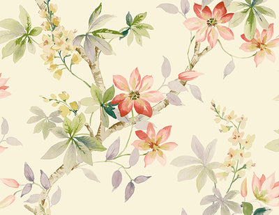 product image of Jasper Floral Wallpaper in Off-White and Greens by Carl Robinson for Seabrook Wallcoverings 591