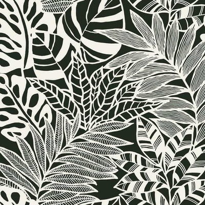 product image for Jungle Leaves Wallpaper in Black and White from the Silhouettes Collection by York Wallcoverings 82