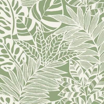 product image for Jungle Leaves Wallpaper in Green from the Silhouettes Collection by York Wallcoverings 9