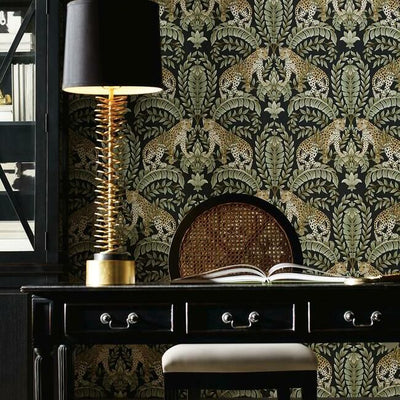 product image for Jungle Leopard Wallpaper in Black and Green from the Ronald Redding 24 Karat Collection by York Wallcoverings 91