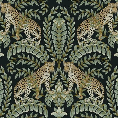 product image of Jungle Leopard Wallpaper in Black and Green from the Ronald Redding 24 Karat Collection by York Wallcoverings 51