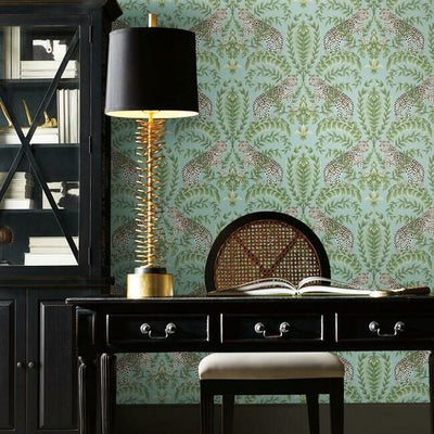 product image for Jungle Leopard Wallpaper in Teal from the Ronald Redding 24 Karat Collection by York Wallcoverings 21