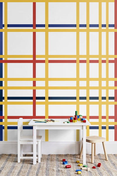 product image for Mondrian Grid Mural Wall Mural in Multicolored from the Mondrian Collection by Seabrook 84