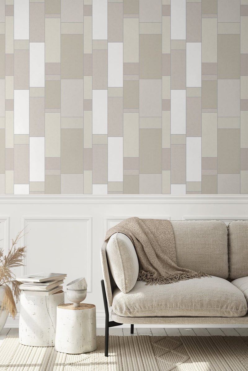 media image for De Stijl Geometric Wallpaper in Soft Sage and Metallic Silver from the Mondrian Collection by Seabrook 234