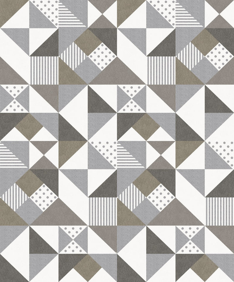 media image for Lozenge Geometric Wallpaper in Silver and Antique Bronze from the Mondrian Collection by Seabrook 22