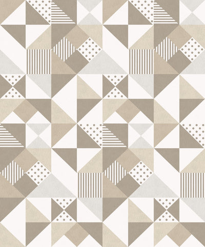 product image of Lozenge Geometric Wallpaper in Latte and Dorian Grey from the Mondrian Collection by Seabrook 595