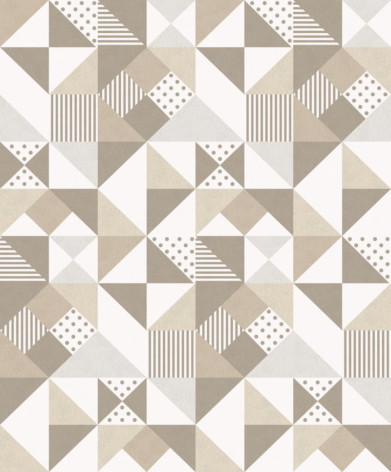 media image for Lozenge Geometric Wallpaper in Latte and Dorian Grey from the Mondrian Collection by Seabrook 215