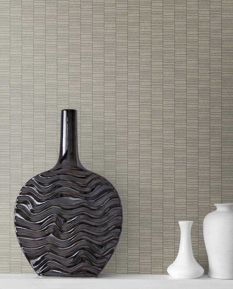 media image for Deco Spliced Stripe Wallpaper in Nobel Grey from the Mondrian Collection by Seabrook 244