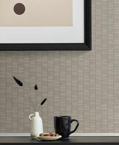 product image for Deco Spliced Stripe Wallpaper in Nobel Grey from the Mondrian Collection by Seabrook 43