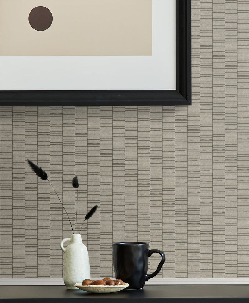 media image for Deco Spliced Stripe Wallpaper in Nobel Grey from the Mondrian Collection by Seabrook 298