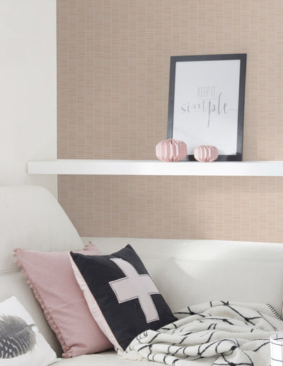 product image for Deco Spliced Stripe Wallpaper in Pastel Pink from the Mondrian Collection by Seabrook 21