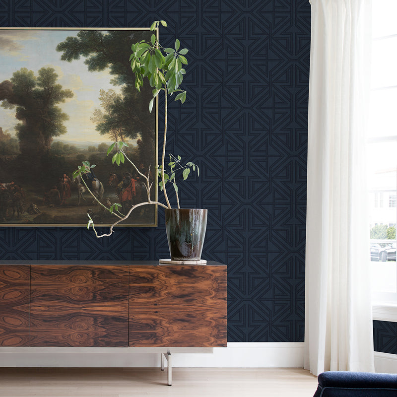 media image for Kachel Indigo Geometric Wallpaper from the Scott Living II Collection by Brewster Home Fashions 292